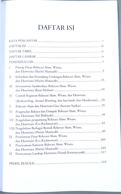 Daftar isi Rekreasi Alam dan Ekowisata
