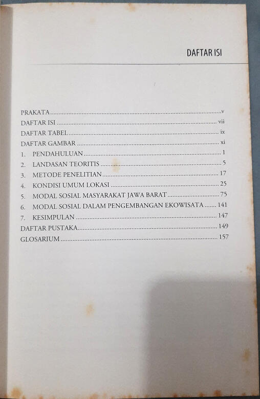 Daftar isi Modal Sosial Masyarakat Jawa Barat dalam Pembangunan Ekowisata