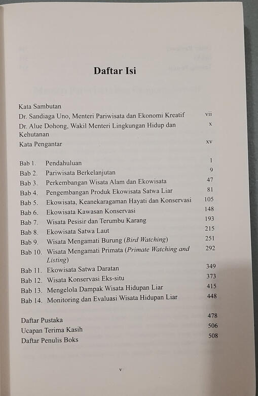 Daftar isi Ekowisata Hidupan Liar Berkelanjutan