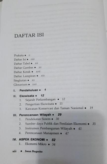 Daftar isi Ekowisata dan Pembangunan Berkelanjutan
