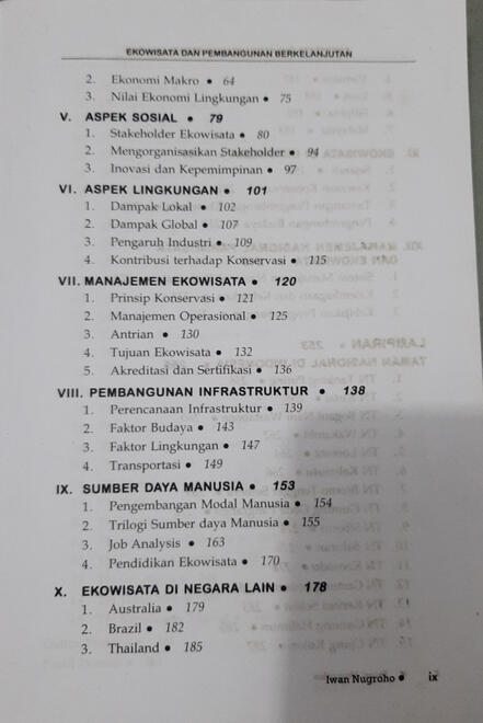 Daftar Isi Ekowisata dan Pembangunan Berkelanjutan