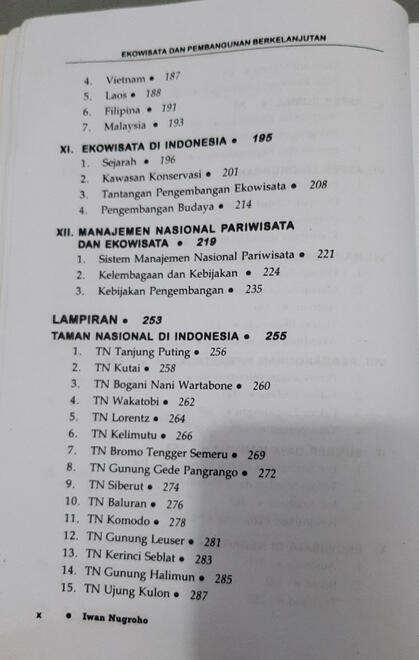 Daftar isi Ekowisata dan Pembangunan Berkelanjutan