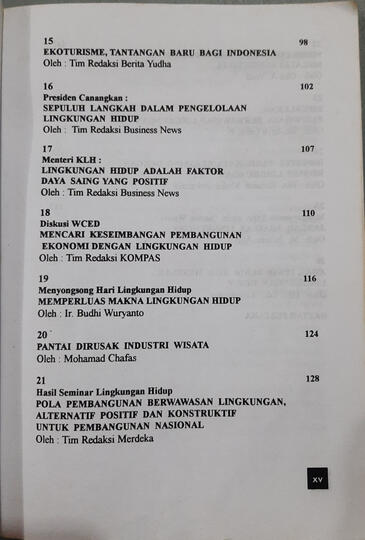 Daftar isi Ekowisata dan Pembangunan Berkelanjutan