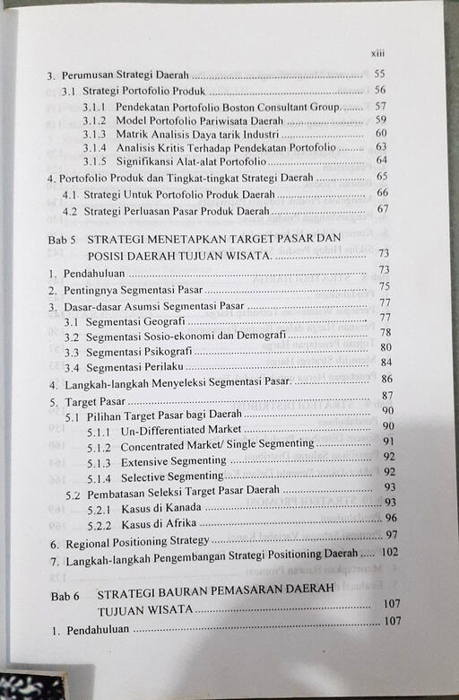 Daftar isi Perencanaan Strategis Pemasaran Daerah Tujuan Wisata