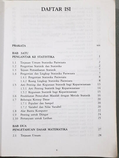 Daftar isi Statistika Pariwisata Deskriptif